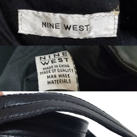 VINTAGE 90s Nine West Black Vegan Leather Hobo Bag - Picture 8 of 8